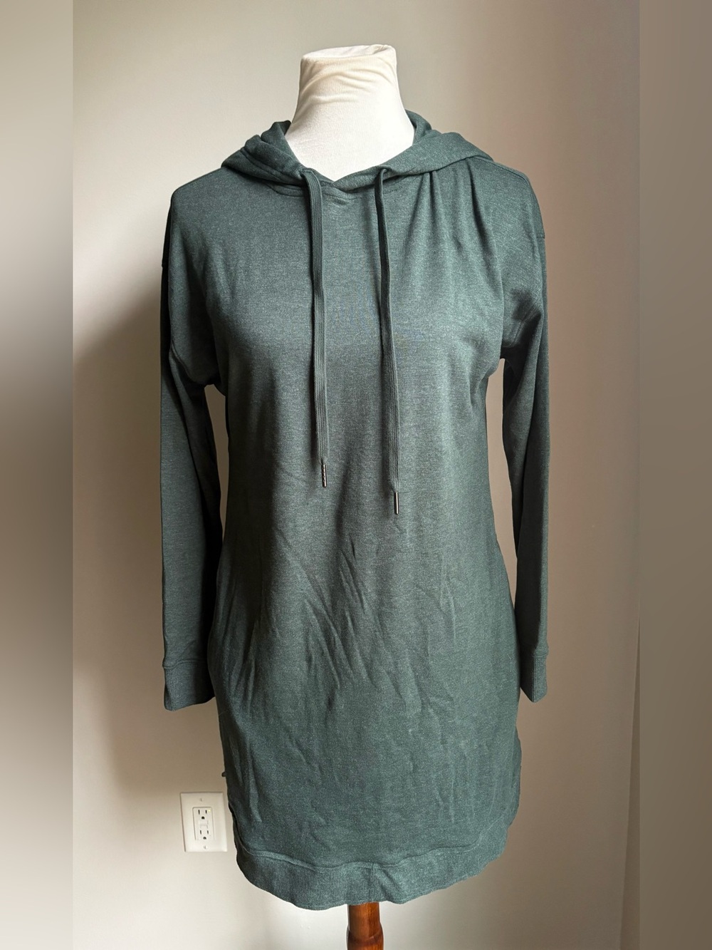 New The Normal Brand Puremeso Shirttail Hooded Dress Pockets In Green Size S